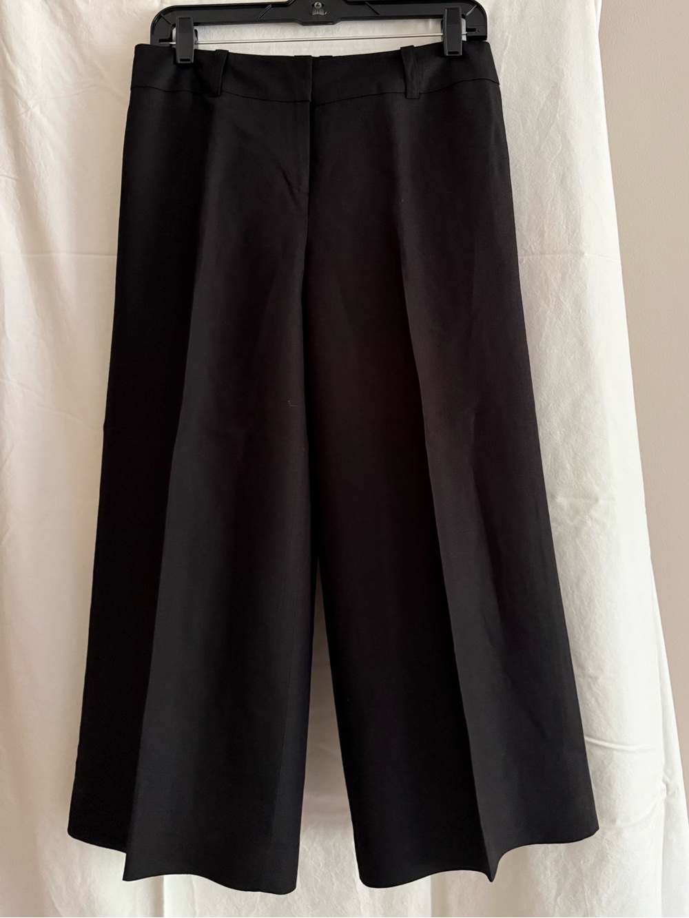 LOFT Marisa Black Wide-Leg Cropped Trousers